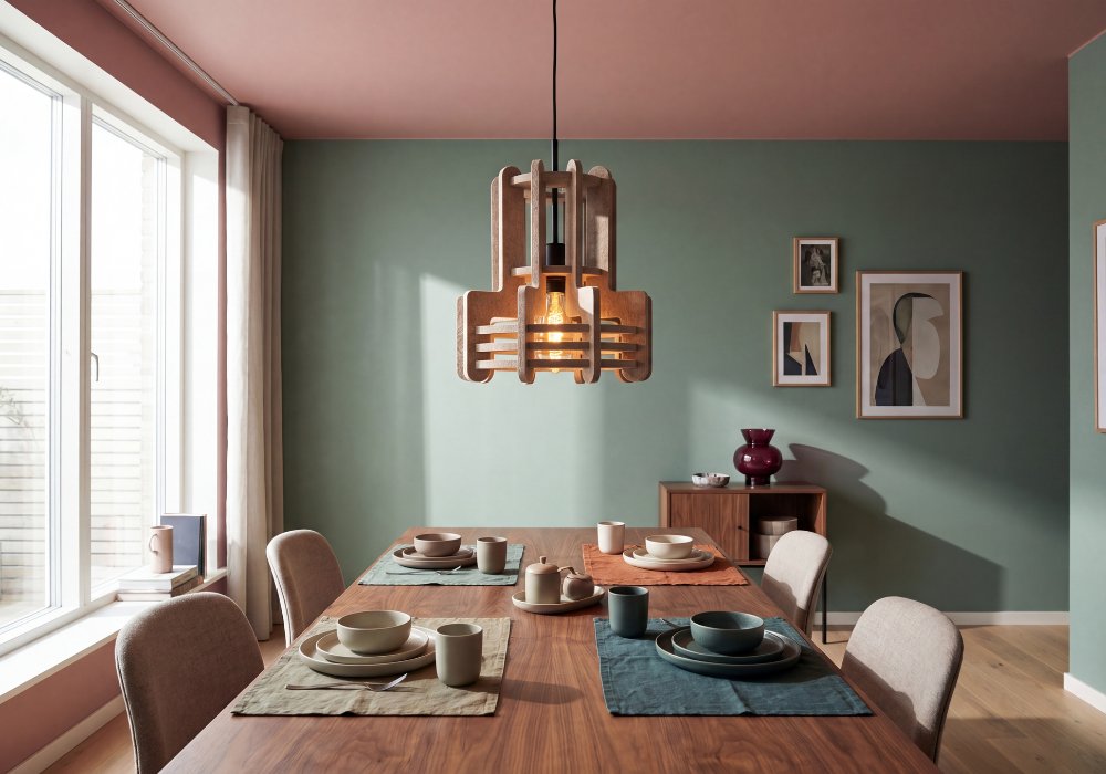 Unieke houtlook PET vilt hanglamp