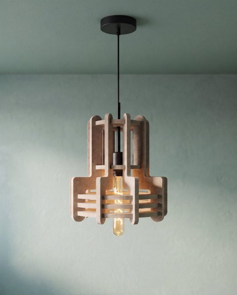 Unieke PET filt lamp in slaapkamer