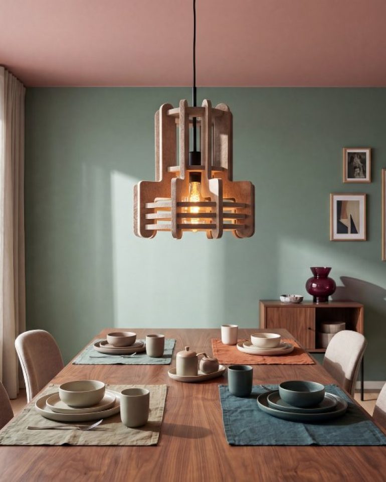 Unieke houtlook PET vilt hanglamp